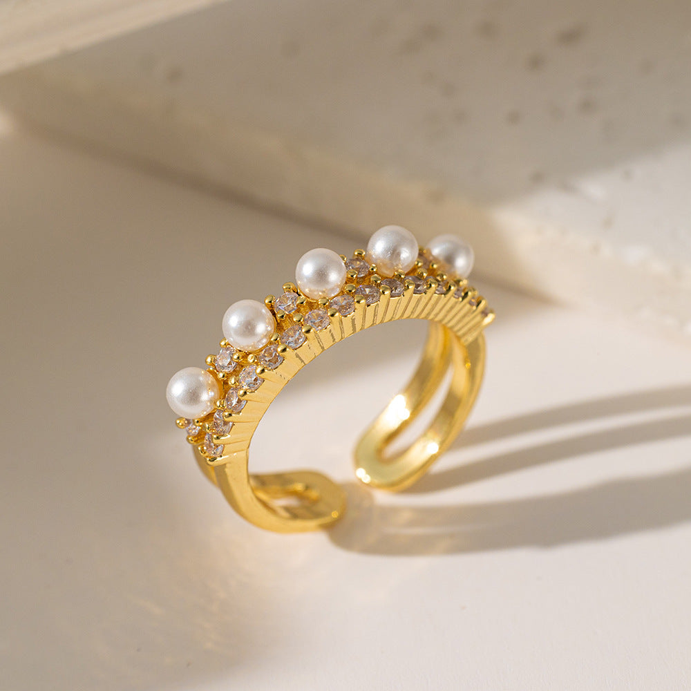 Light Luxury Minority Zircon Flower Love Rings