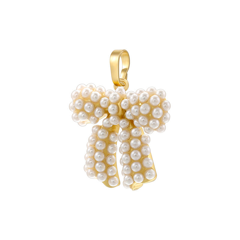Inlaid Pearl Bow Niche Long Tassel Pendants