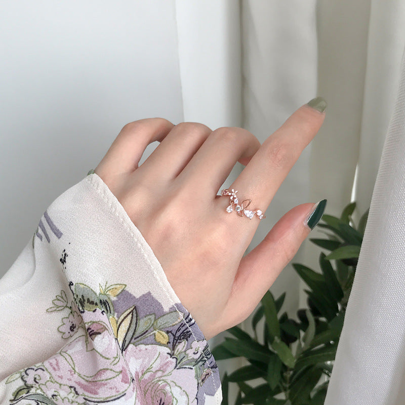 Women's Sweet Flower For Niche Design Fashion Simple Opening Rings