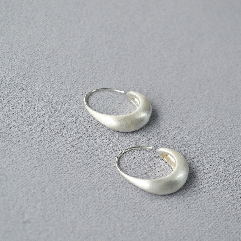 Women's Artistic Crafts Brushed Texture Brass Gold Plated Cold Style Hook Rings