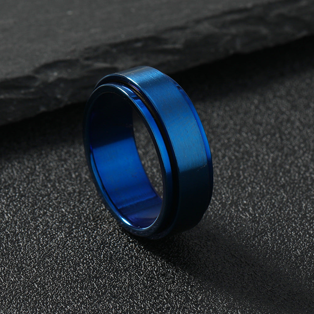 Men's Stylish Matte Stainless Steel Rotatable Decompression Rings