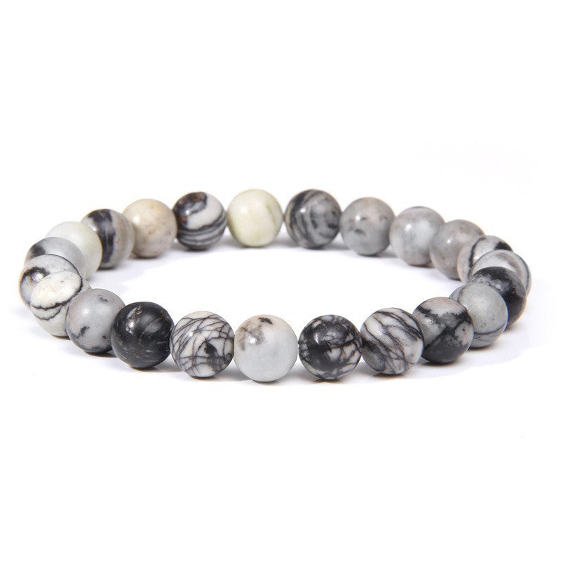 Men's Natural Stone Beads White Turquoise Elastic Bracelets