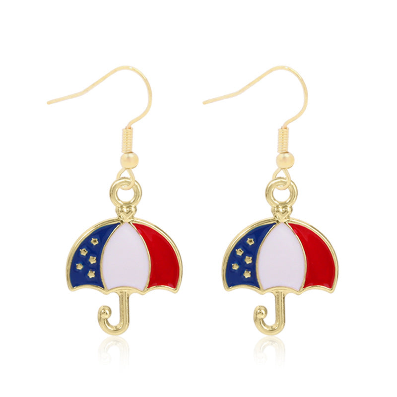 Alloy Dripping Oil Stars Stripes National Rings