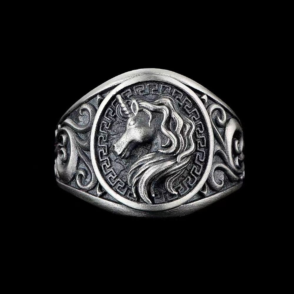 Men's Unicorn Trendy Hip Hop Cool Retro Index Rings