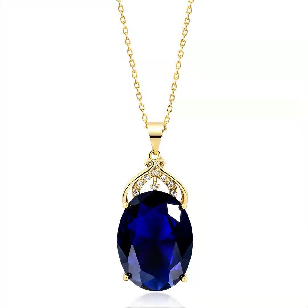 Women's Blue Geometric Fashion Yellow Gold Plated Necklaces
