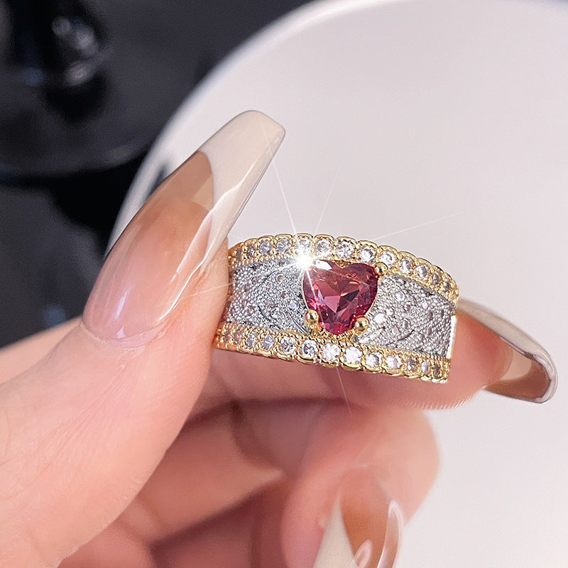 Zircon Open Brushed Light Luxury Niche Rings