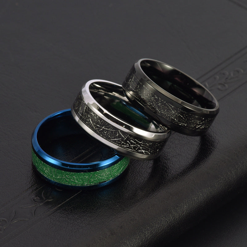 Men's Trendy Black Inlaid Silk Sports Style Rings