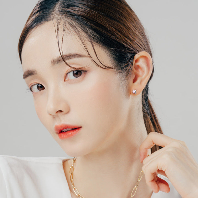 Women's Star Micro Inlaid Zircon Screw Ear Rings
