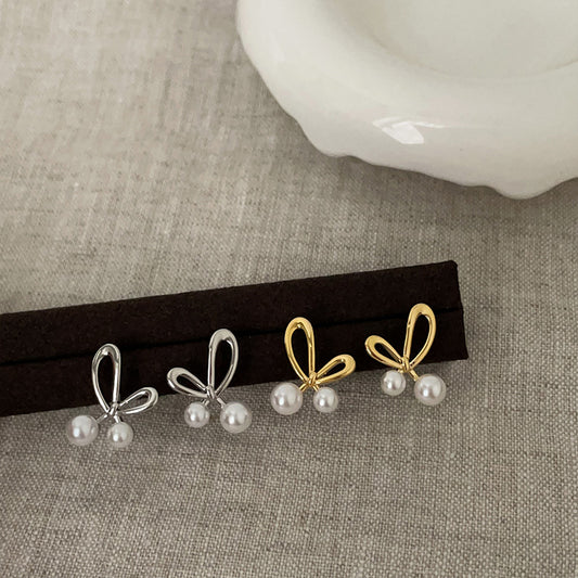 Tie Pearl Female Niche Unique Personality Earrings