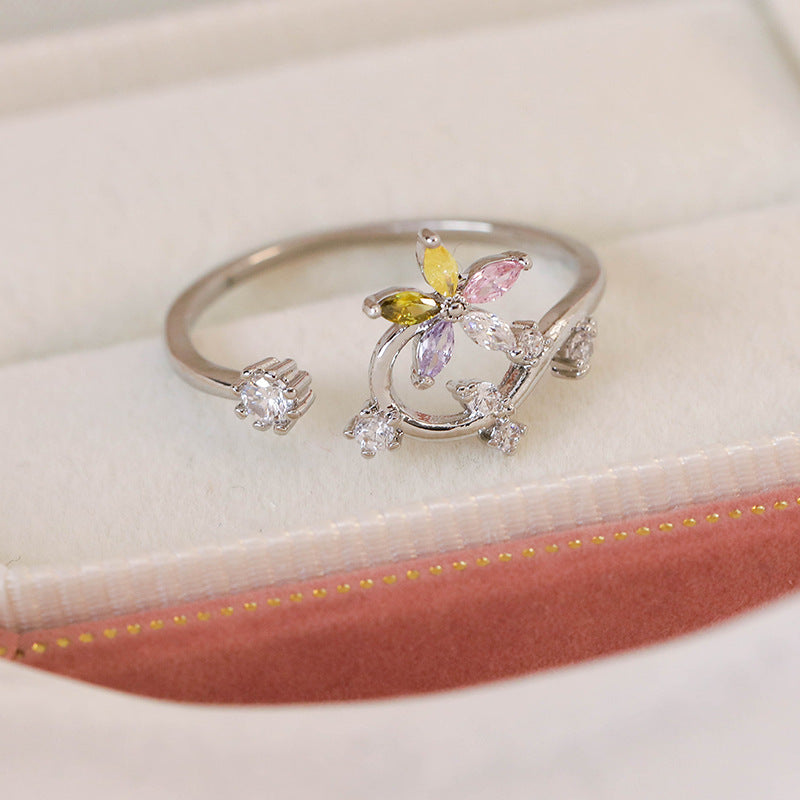 Micro Inlaid Zircon Niche Design Adjustable Rings