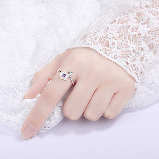 Flower Female Korean Personalized Small Fresh Diamond Rings