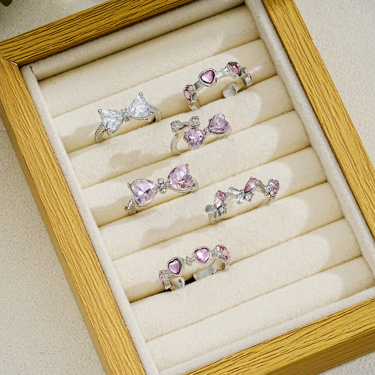 Love Heart-shaped Exquisite Light Luxury Butterfly Rings
