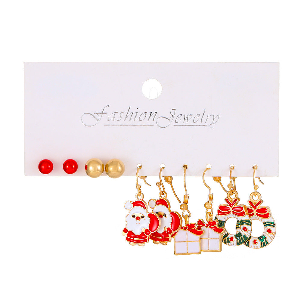 Women's Suit Cartoon Dripping Elk Santa Claus Earrings