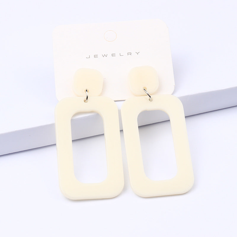 Women's Rectangular Hollow Ear Fashion Simple Personality Fluorescent Color Rings