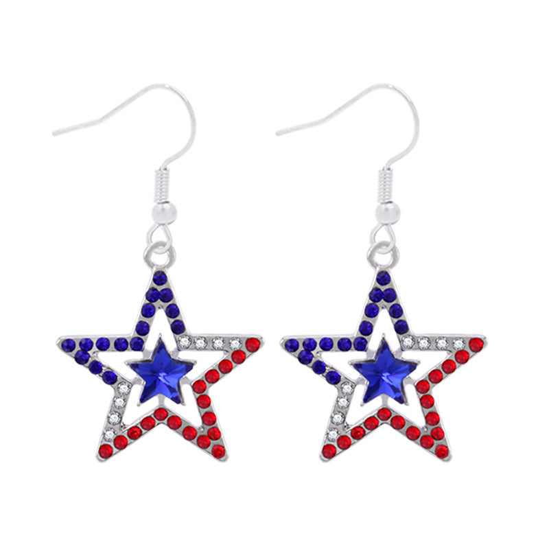 Alloy Dripping Oil Stars Stripes National Rings