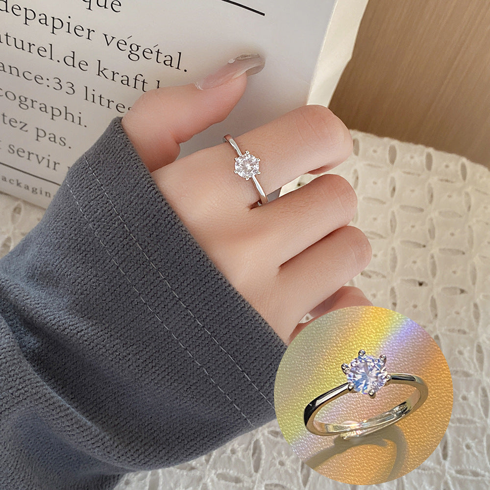 Style Simple Refined Zircon Female Niche Rings