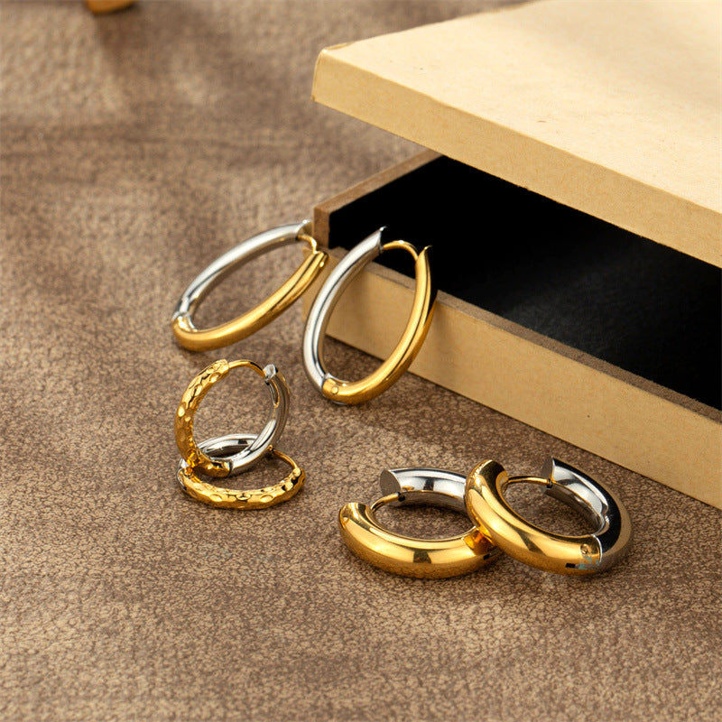 Round Light Luxury High-grade Titanium Steel Earrings
