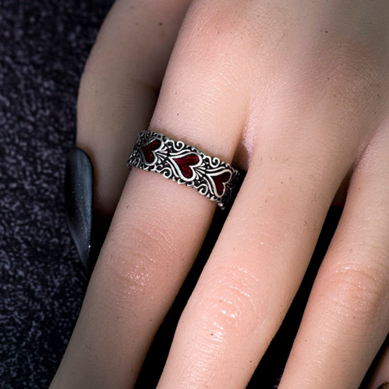 Women's Gothic Pattern Love Oath Sterling Sier Retro Personality Trendy Ring