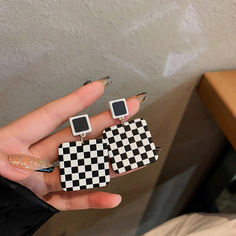 Women's Needle Simple Plaid Geometric Fashion High-grade Earrings