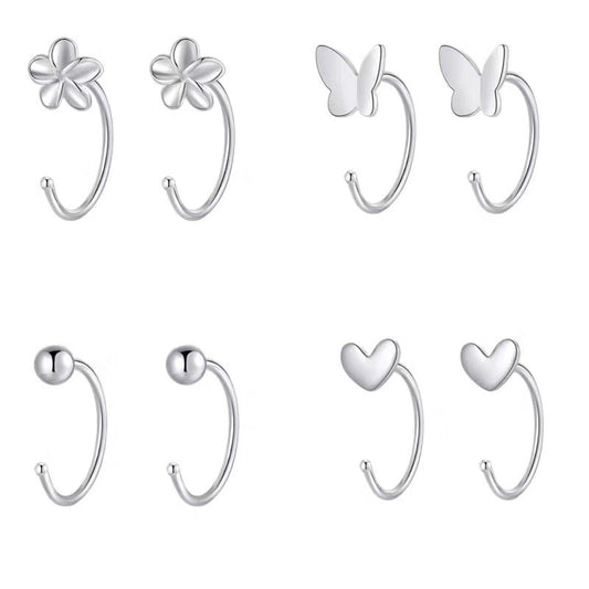Women's Sterling Sier Pure Elegant Ear Niche Earrings