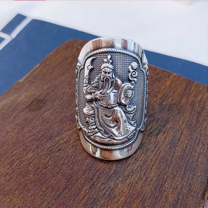 Men's Wealth Guan Gong Yu Totem Domineering Open-end Personality Jewelry Rings