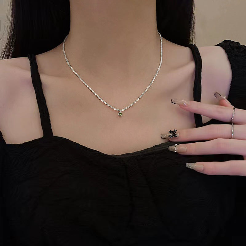 Women's Sier Emerald Zircon Sparkling Light Luxury High-grade Necklaces