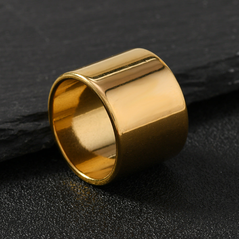 Men's Stainless Steel Wide Glossy Simple Thumb Rings