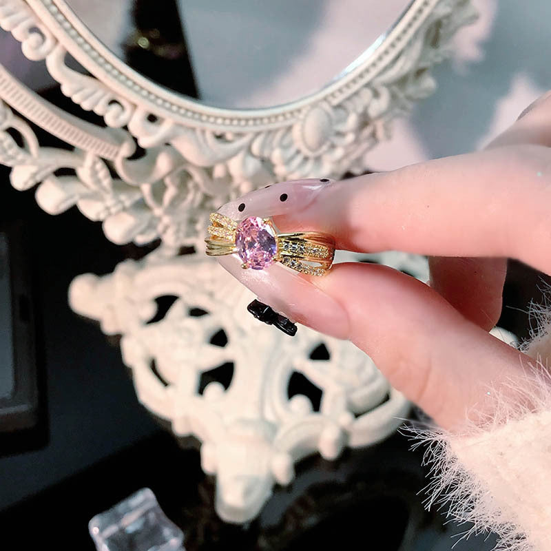 Women's Gold Pink Diamond Open For Niche Rings