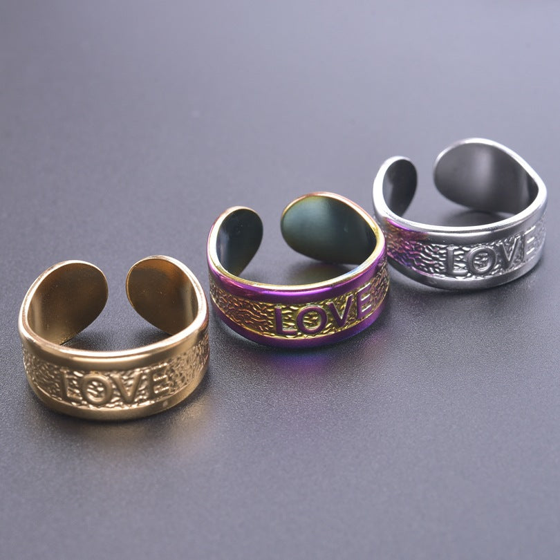 Women's & Men's Colorful Steel Color Opening Adjustable Stainless Rings