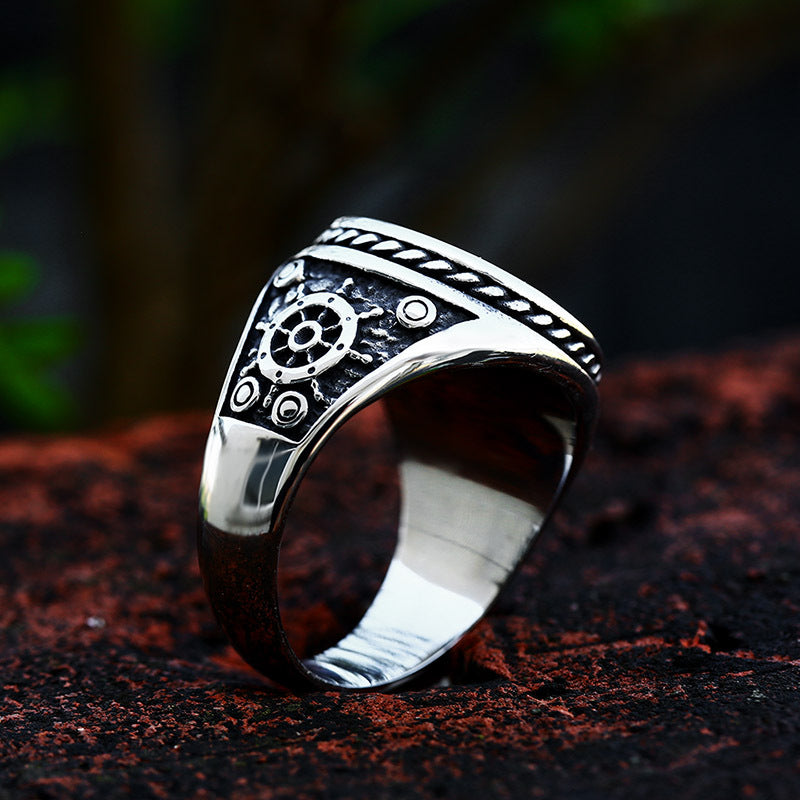 Men's Stainless Steel Pirate Skull Punk Hip Rings