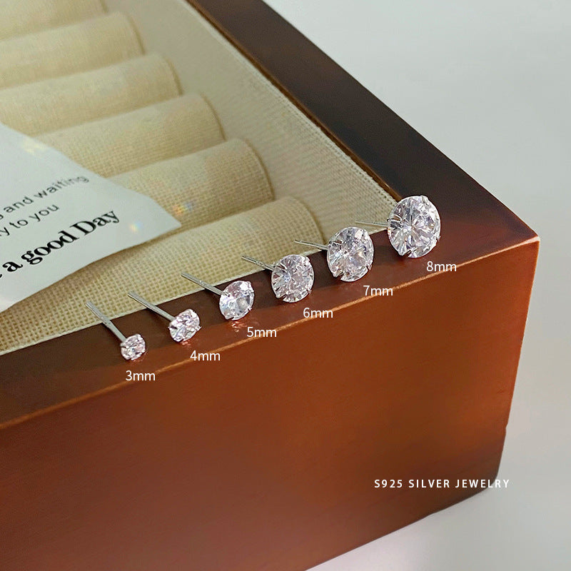 Sier Zircon Rhinestone Series Korean Simple Earrings