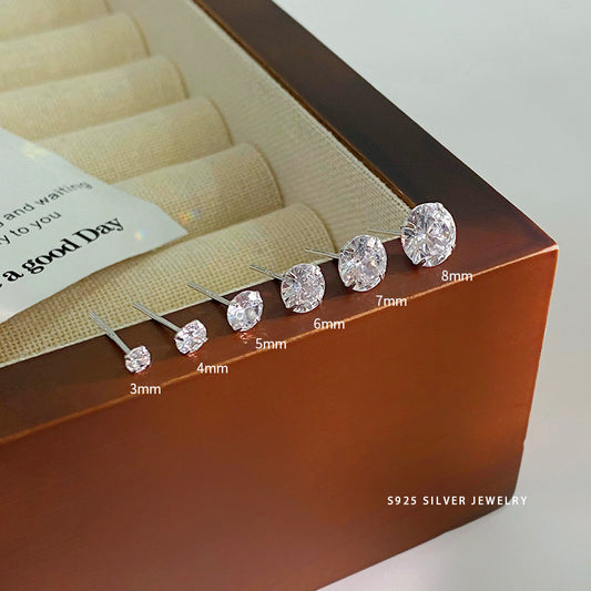 Sier Zircon Rhinestone Series Korean Simple Earrings