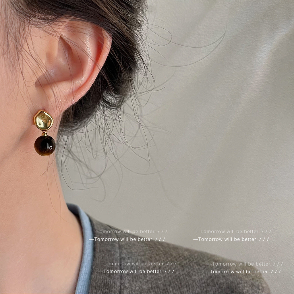 Women's Tigereye Niche Handmade French Entry Lux Earrings
