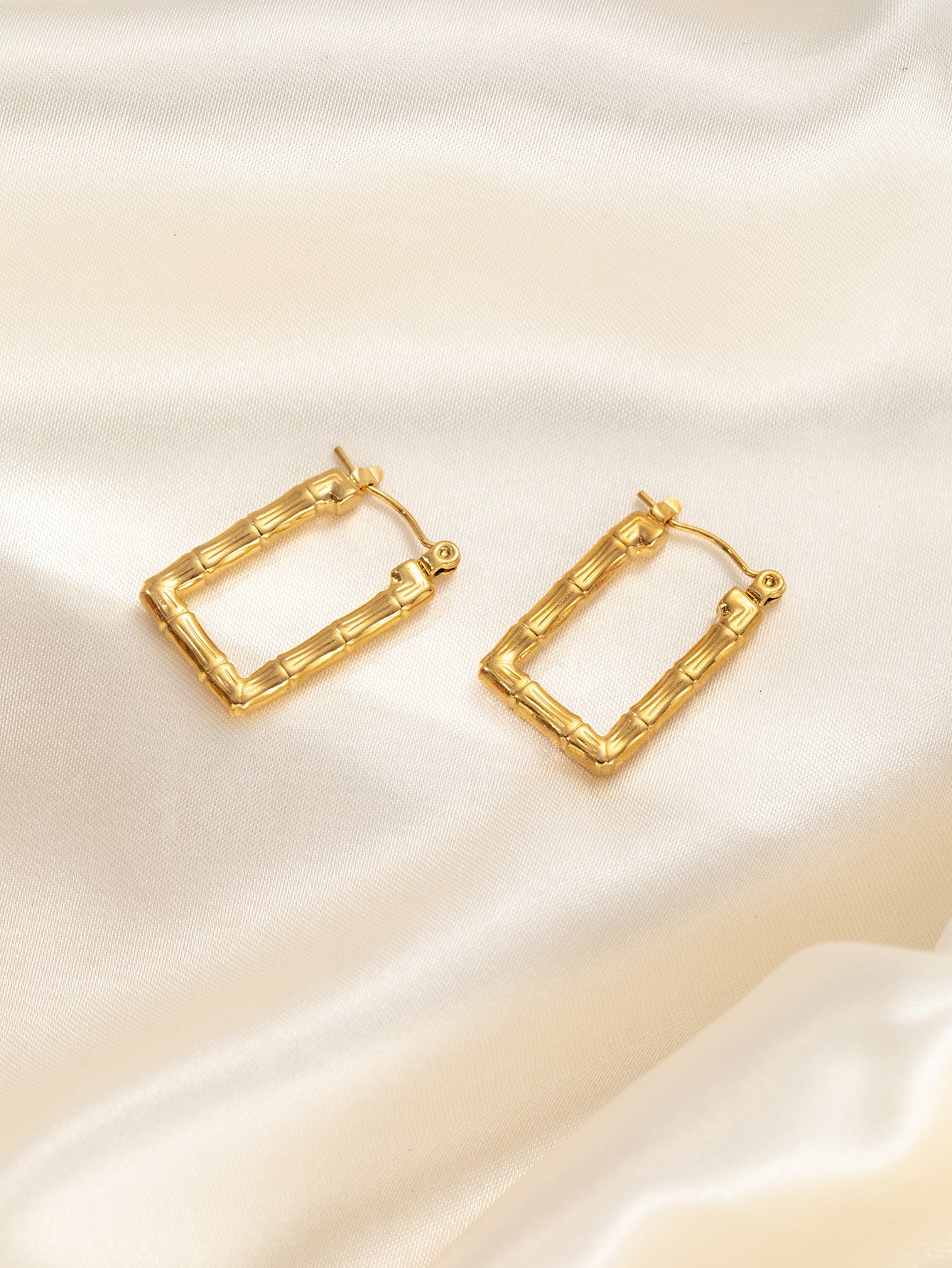 Stainless Steel Ginkgo Leaf Petals Golden Earrings