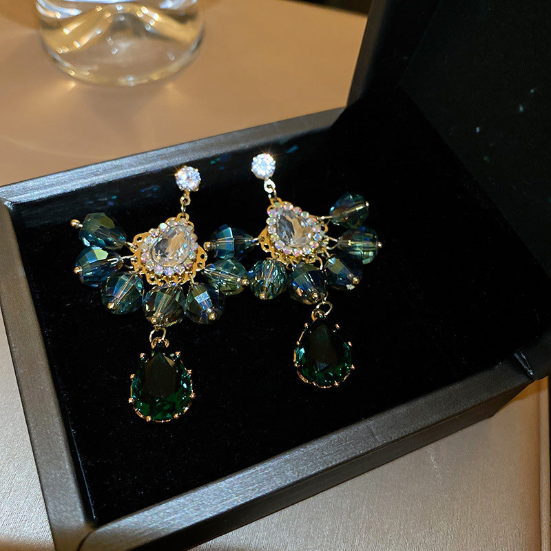 Women's Real Gold Electroplated Sier Needle Gradient Artificial Crystal Earrings