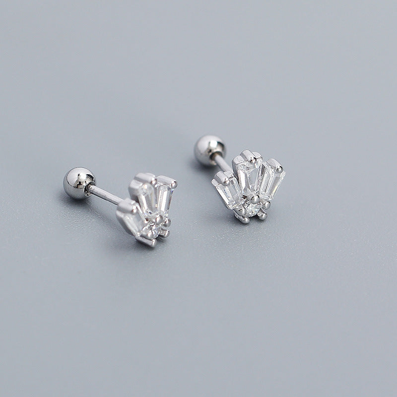 Piercing Ear Sier Ladder Square Zircon Earrings
