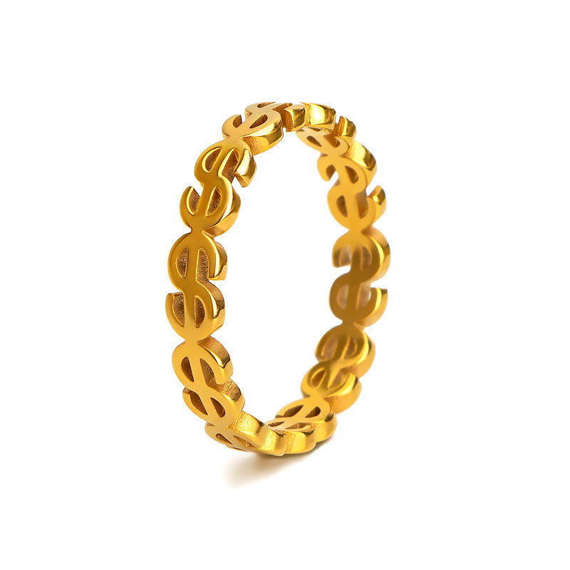 Titanium Female Simple Fashion Personality Style Gold Index Rings