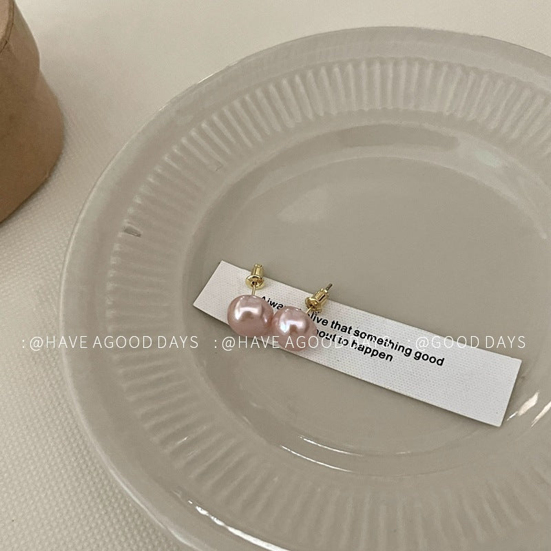 Mermaid Pink Steamed Bread Pearl Design Elegant Earrings