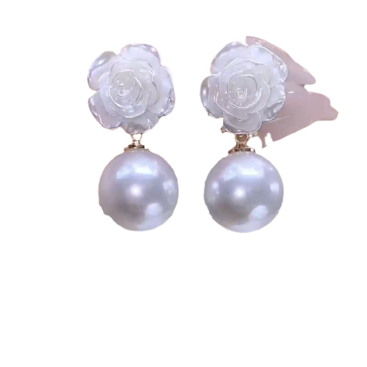 Women's Fairy White Design Elegant Flower Korean Earrings