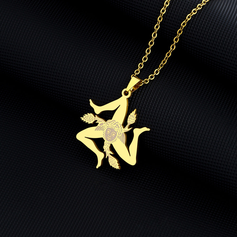 Women's Italy Sicily Map Flag Stainless Steel Necklaces