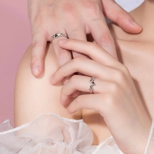 Couple Sterling Sier One Finger Light Luxury Rings