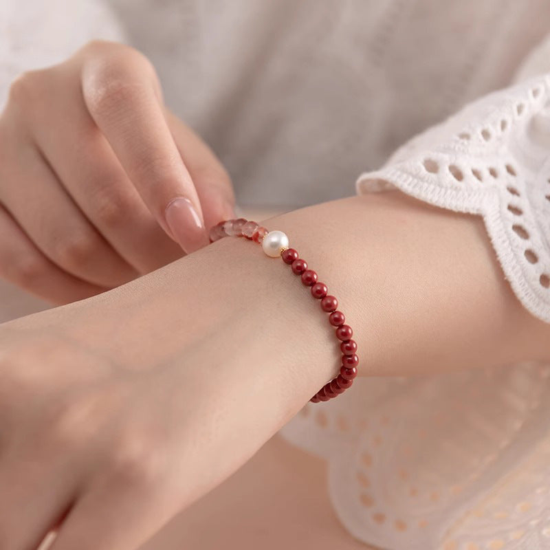 Women's Cinnabar Beaded Pearl Jade National Style Bracelets