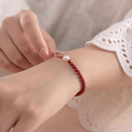 Women's Cinnabar Beaded Pearl Jade National Style Bracelets