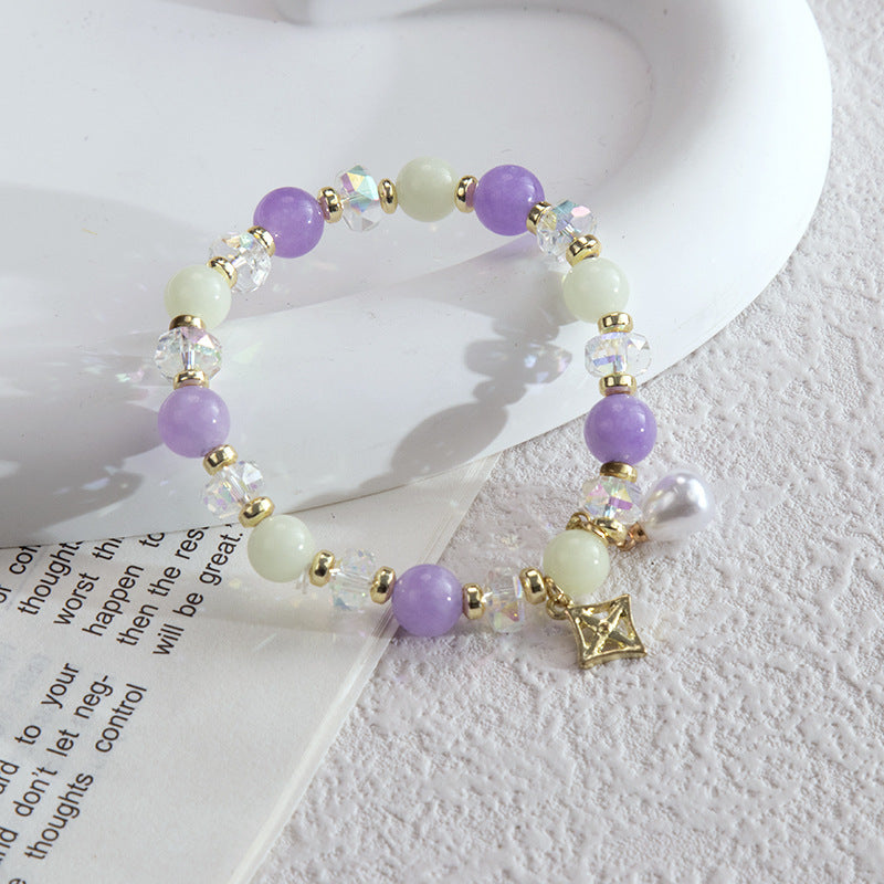 Clothing Glass Floral Beads Fresh Pastoral Tourist Attractions Elastic Bracelets