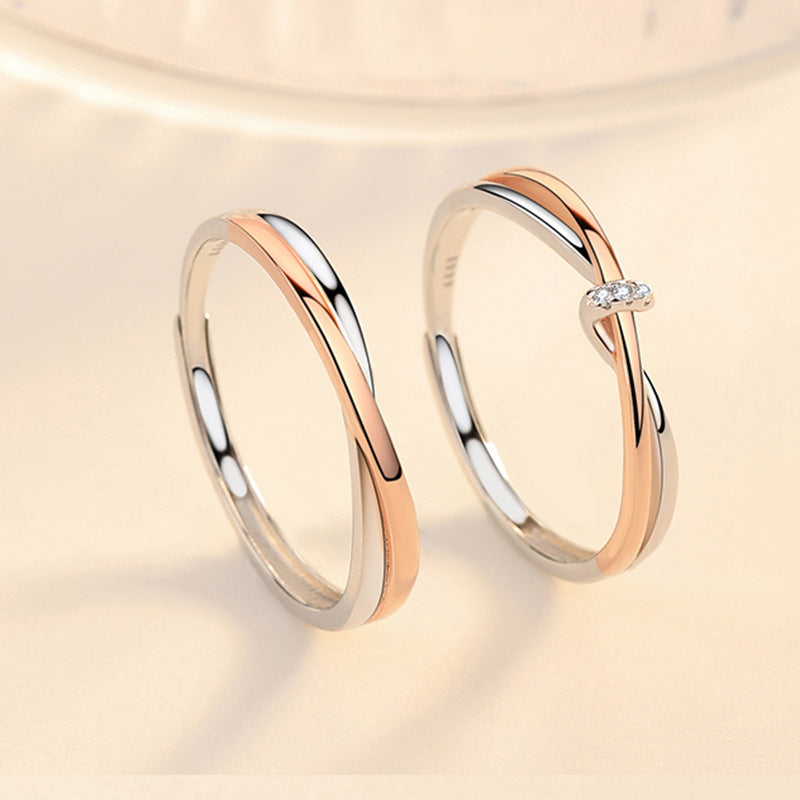 Women's & Men's Couple Sterling Sier Pair Of Double Rings