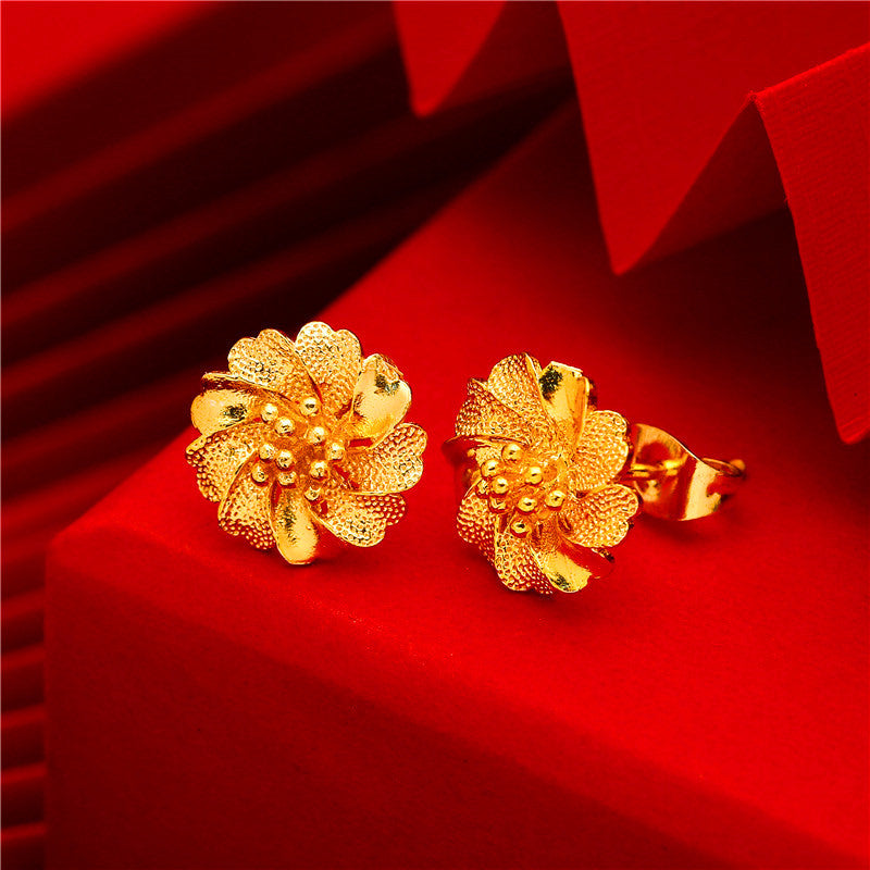 Women's Gold Small Ear Bar Simulation European Coin Earrings