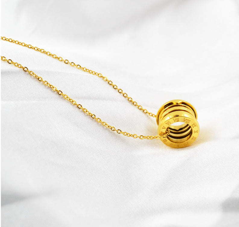 Digital Pattern Arc Female Rose Gold Titanium Necklaces