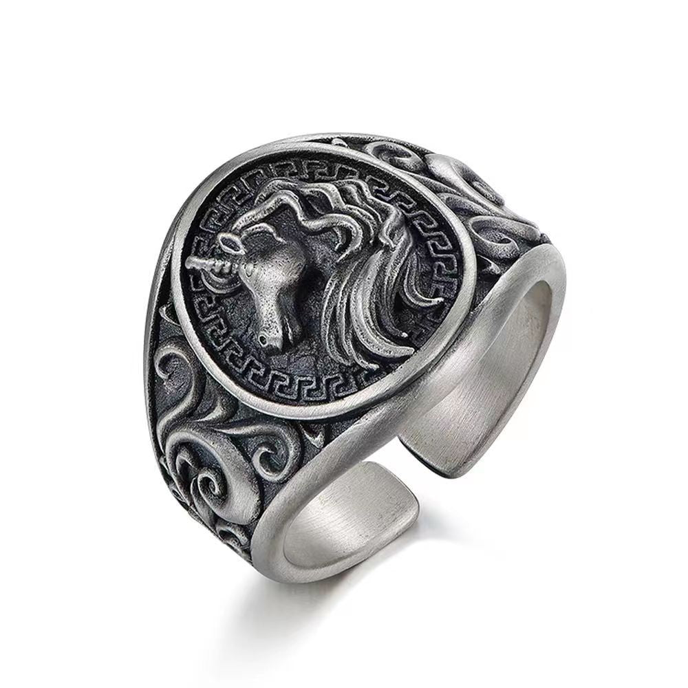 Men's Unicorn Trendy Hip Hop Cool Retro Index Rings