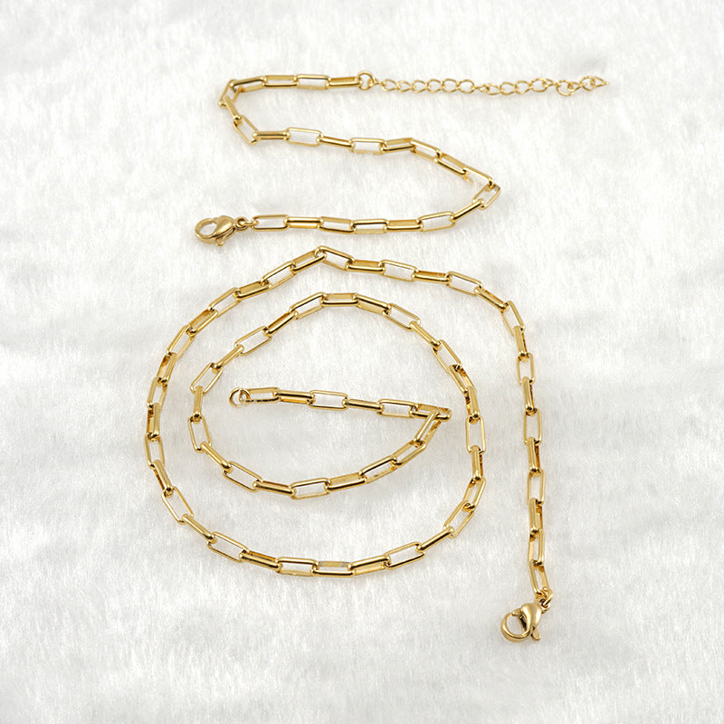 Women's Regular Bare Chain Titanium Steel Gold Necklaces