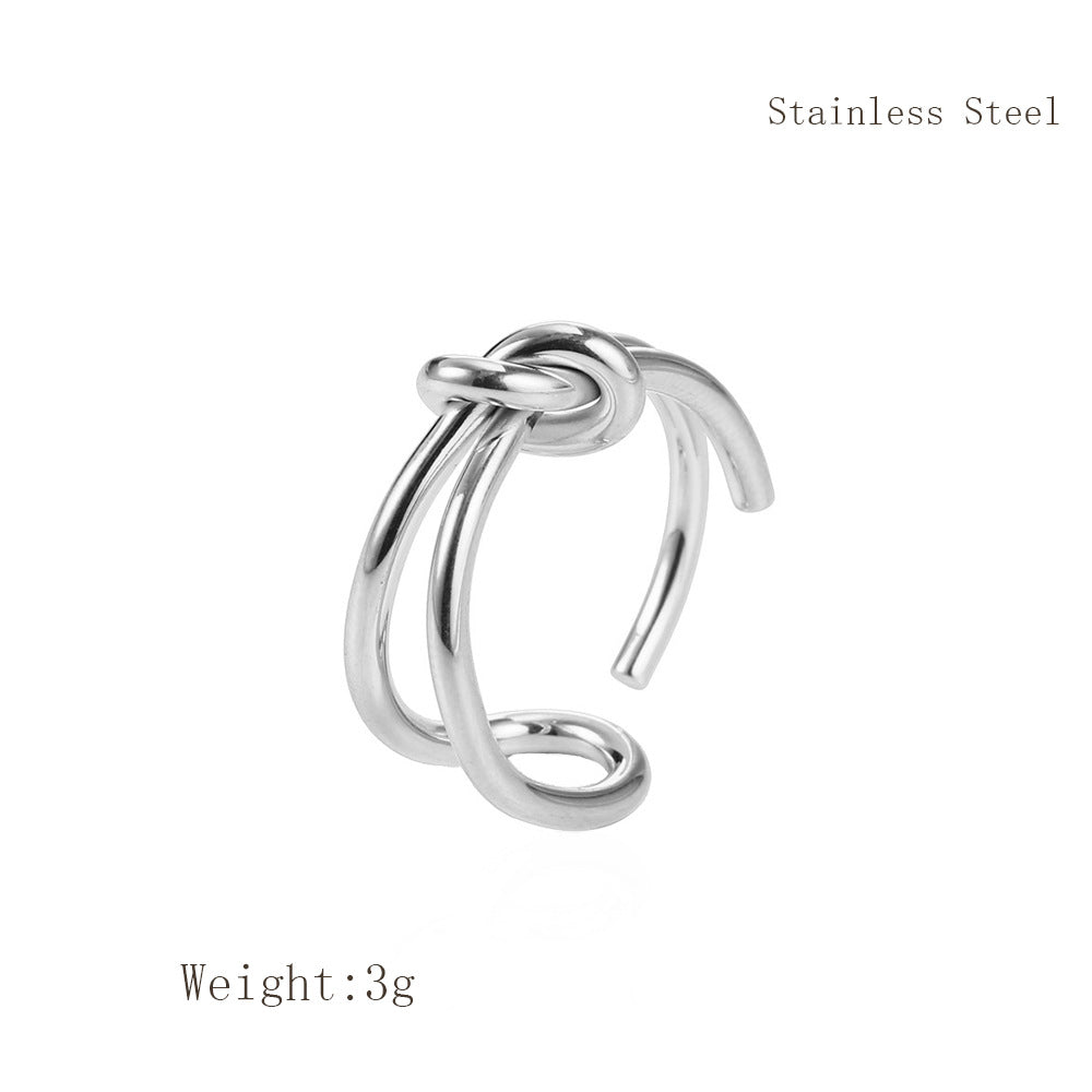 Style Adjustable Knotted Titanium Steel Gold Rings